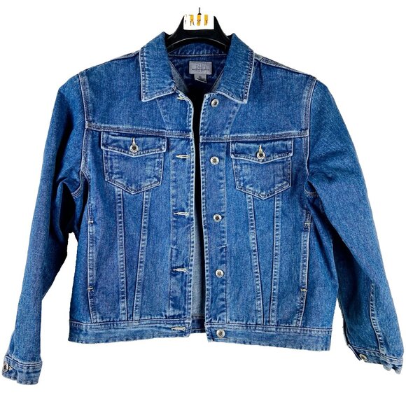 Paul Harris Denim Jean Jacket Womens Long Sleeves Distressed Button Up Size XL - Picture 1 of 16